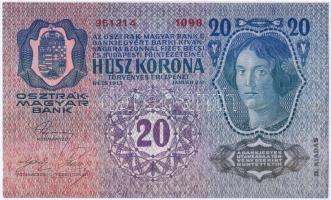 1913. 20K piros "Deutschösterreich" felülbélyegzéssel T:I