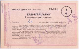 1944-1945. "Zab-Utalvány" Kaposvári kiutalás pecsételéssel T:I