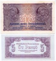 1944. 5P "A Vöröshadsereg Parancsnoksága" + Csehszlovákia 1927. 10K T:III