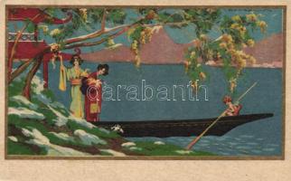Japanese ladies, Italian art postcard s: Corbella