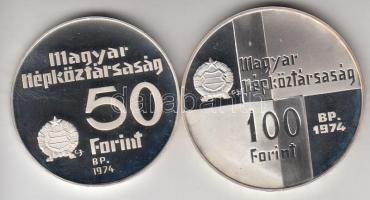 1974. 50Ft Ag + 100Ft Ag "50 éves az MNB" T:PP