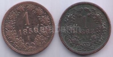 1858E 1Kr (dátum felett pont) + 1868KB 1Kr T:2-,3