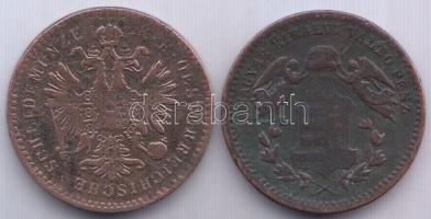 1858E 1Kr (dátum felett pont) + 1868KB 1Kr T:2-,3