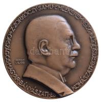 Berán Lajos (1882-1943) 1936. "Z. Zorkóczy Samu" kohómérnök bronz emlékérem (50mm) T:2