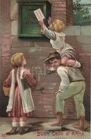 New Year, letter box, Emb. litho (EB)