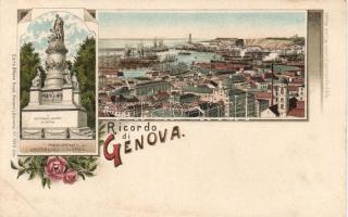 Genova, monument of Christopher Columbus, litho