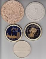 2db magyar bányász és 3db NDK-ás porcelán emlékérme T:vegyes