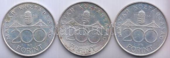 1994. 200Ft Ag "Deák" (3x) T:2