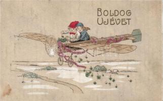 New Year, aeroplane, children (fl)