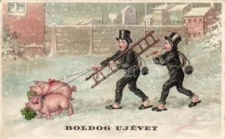 New Year, chimney sweepers, pigs (fa)