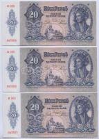 1941. 20P "005" (3x) egymás utáni sorszámmal! T:I