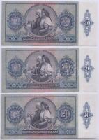 1941. 20P "005" (3x) egymás utáni sorszámmal! T:I