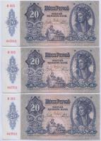 1941. 20P "005" (3x) egymás utáni sorszámmal! T:I