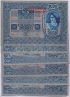 1902. 1000K mindkét oldal német, "Deutschösterreich" felülnyomással (7x) T:III(kétszer hajtottak, de szép papír)