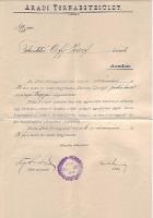 1907 Aradi tornaegyesület tagsági elismervény