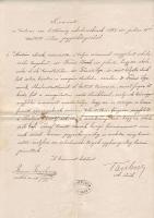 1897 Kivonat a Tolna megyei izr. hitközség ülésének jegyzőkönyvéből