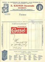 1929 Mercedes képviselet levele Arad + Castrol oil számla