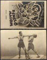 2 db régi képeslap: gladiátorok, Zenélő malom / 2 postcards: gladiators (photo) and 'Musical mill' Hungarian movie