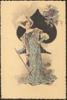 Playing card, lady, s: C. S.