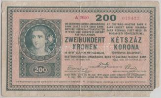 1918. 200K "A 2050" hullámos hátlap T:III- sarokhiány
