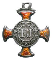 1869-1916. "Koronás Ezüst Érdemkereszt a Vitézségi Érem szalagján"  korona díszítmény és mellszalag nélkül T:2-,3 zománchiba Hungary 1869-1916. Silver Cross of Merit with Crown, on war ribbon" without crown and ribbon C:VF,F enamel damage