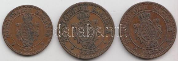 Német Államok / Szász-Albertine 1863B 1Pf Cu + 1862B-1866B 2Pf Cu (2x) T:2,2-
German States / Saxony...