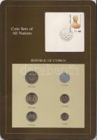 Ciprus 1983. 1/2c - 20 cents 6klf db, forgalmi szett felbélyegzett kartonlapon T:1 Cyprus 1983. 1/2 cent - 20 cents 6 different, coin set on cardboard with stamp C:UNC