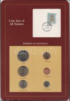 Dominikai Köztársaság 1983-84. 1c - 1P 6klf db, forgalmi szett felbélyegzett kartonlapon T:1 Dominican Republic 1983-84. 1 centavo - 1 Peso 6 different, coin set on cardboard with stamp C:UNC