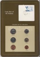 Szent Ilona 1984. 1p - 1Ł 6klf db, forgalmi szett felbélyegzett kartonlapon T:1 St. Helena 1984. 1 penny - 1 Pound 6 different, coin set on cardboard with stamp C:UNC