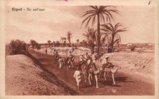 Tripoli, Libyan folklore, oasis, camels (small tear)