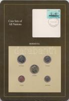 Bermuda 1986-91. 1c - 1$ 5klf db, forgalmi szett felbélyegzett kartonlapon T:1 Bermuda 1986-91. 1 cent - 1 Dollar 5 different, coin set on cardboard with stamp C:UNC