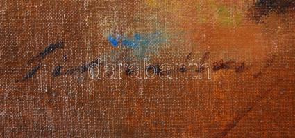 Pirhalla Nándor (1884-?): Tükör előtt. Olaj, karton, jelzett, antik keretben, 70×55 cm