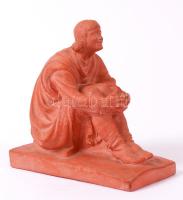 Görömbei jelzéssel: Figyelő. terrakotta, jelzett, hibátlan, piszkos, m:19 cm, h:19 cm