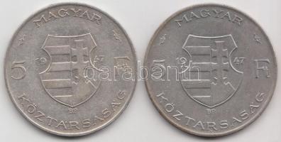 1947. 5Ft Ag "Kossuth" (2x) T:2-,3