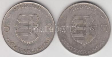 1947. 5Ft Ag "Kossuth" (2x) T:2-,3
