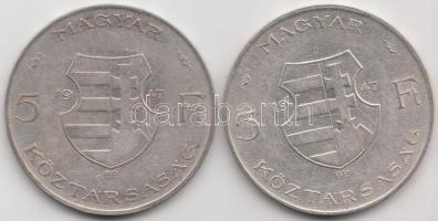 1947. 5Ft Ag "Kossuth" (2x) T:2-,3