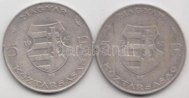 1947. 5Ft Ag "Kossuth" (2x) T:2-,3