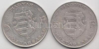 1947. 5Ft Ag "Kossuth" (2x) T:2-,3