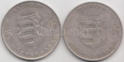 1947. 5Ft Ag "Kossuth" (2x) T:2-,3