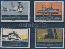 Deutsches Reich cca. 1910 6 db hajó motívumos levélzáró 2 stecklapon