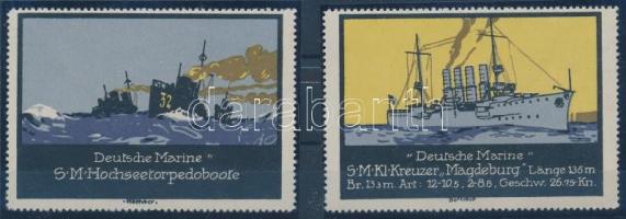 Deutsches Reich cca. 1910 6 db hajó motívumos levélzáró 2 stecklapon