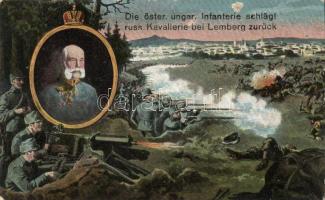 WWI Austro-Hungarian infantry, fighting with Russian cavalry at Lviv, Franz Joseph