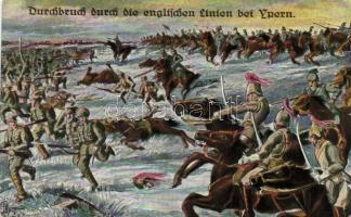 Ypern battle WWI, breakthrough of the English line, artist signed, I. világháború ypern-i csata, művész aláírásával