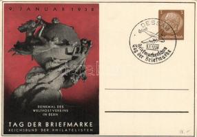 Tag der Briefmarke 1938, Reichsbund der Philatelisten; Denkmal des Weltpostvereins in Bern / Stamp Day 1938, Universal Postal monument in Bern, So.Stpl Ga.
