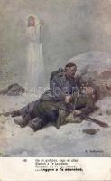 Első világháborús katonai lap, hadokló katona s: A. Setkowicz, WWI military propaganda, dying soldier s: A. Setkowicz