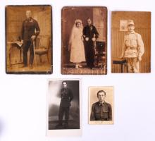 1915-1947 5db katonai fotó, közte keményhátúak is, klf méretben /  Military photos