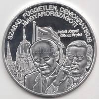 DN. "Nemzetünk nagyjai - Rendszerváltók - Antall József / Göncz Árpád" Ag emlékérem (10,37g/0.999) T:PP Tanúsítvánnyal!
