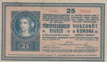 1918. 25K "hullámos" "3130"-es sorozatszám T:III