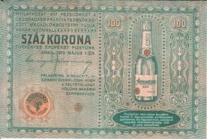 Arad 1913.május 1. Reklámszámla 100K-ról, Andrényi Kálmán és Utódai kiadásában T:II (hajtatlan, sarokhiány)