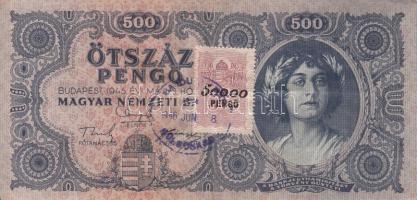 1945. 500P (2x) hamis 50.000 Pengő bélyegzéssel T:III